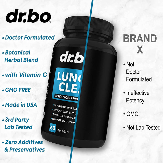 Lung Cleanse Support Supplement - Respiratory Supplements to Quit & Stop Smoking Aids - Herbal Detox for Lungs & Bronchial Health - Smokers Cleanser Breathe Aid for Mucus Clear Relief - 60 Capsules
