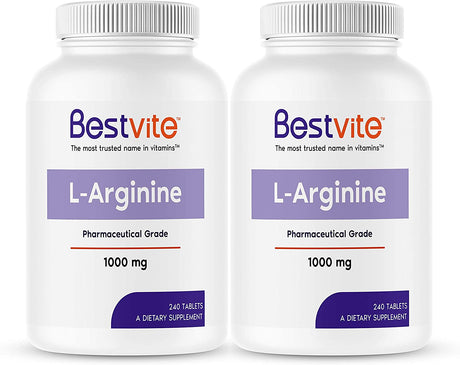 BESTVITE L-Arginine 1000Mg (480 Tablets) (240 X 2) Containing 20% More Pure L-Arginine as Compared to L-Arginine HCL Products