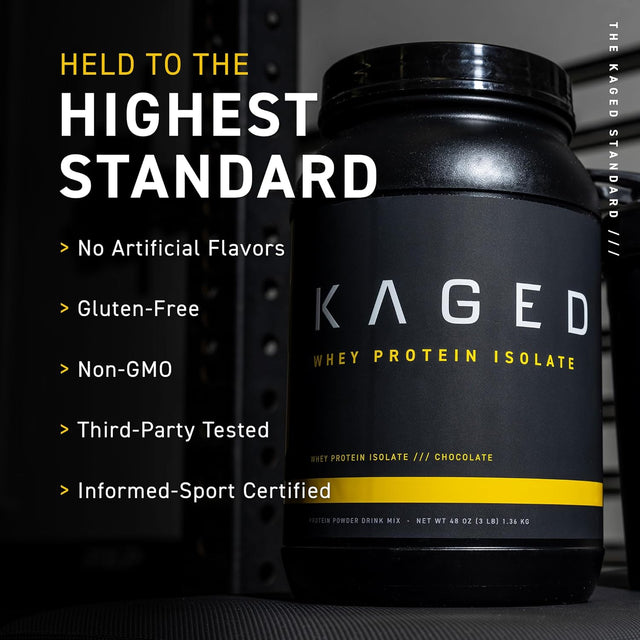 Kaged Whey Protein Isolate Powder | Chocolate | 100% Pure Low Lactose Whey | Post Workout Recovery Drink | Support Muscle-Building | 25G per Serving | Amazing Taste and Easy Mix for Shake | 25 Serving