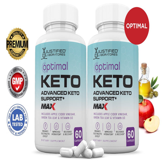 (2 Pack) Optimal Keto ACV MAX Pills 1675Mg Alternative to Gummies Dietary Supplement 120 Capsules