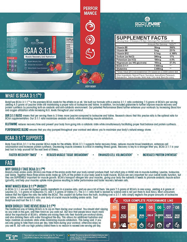 BCAA 3:1:1 Very Berry | Muscle Recovery and Hydration | 30 Servings