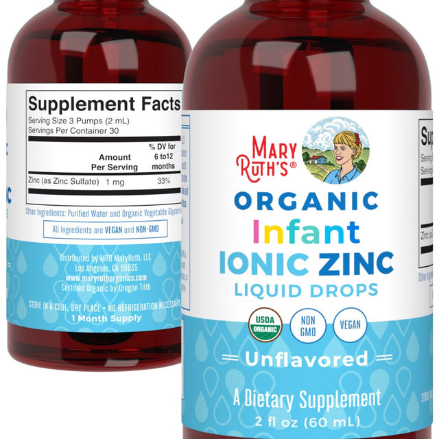 Liquid Ionic Zinc with Organic Glycerin by Maryruth'S, Zinc Sulfate for Immune Support, Vegan, Formulated for Ages 0-12 Months, 1 Month Supply, 2 Fl Oz