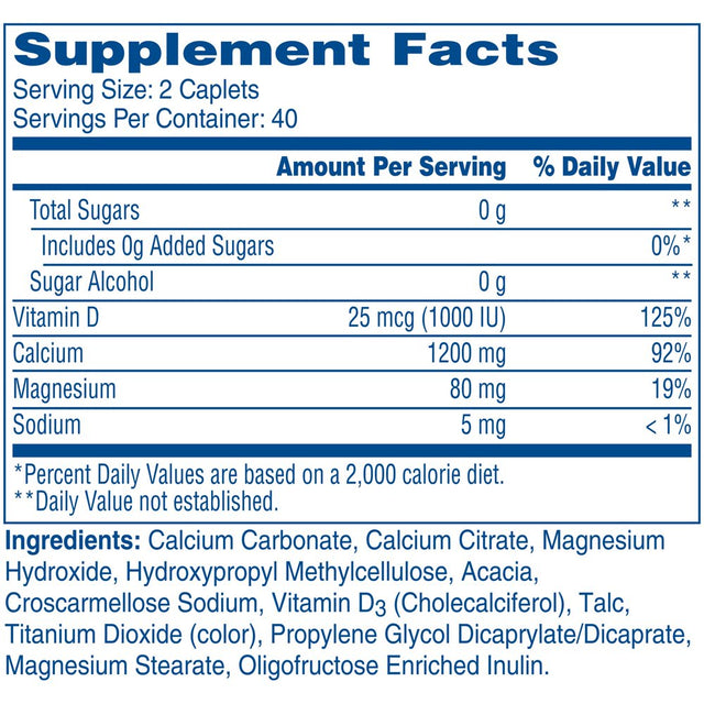 Citracal Slow Release 1200 Calcium with Vitamin D3, Caplets, 80 Count