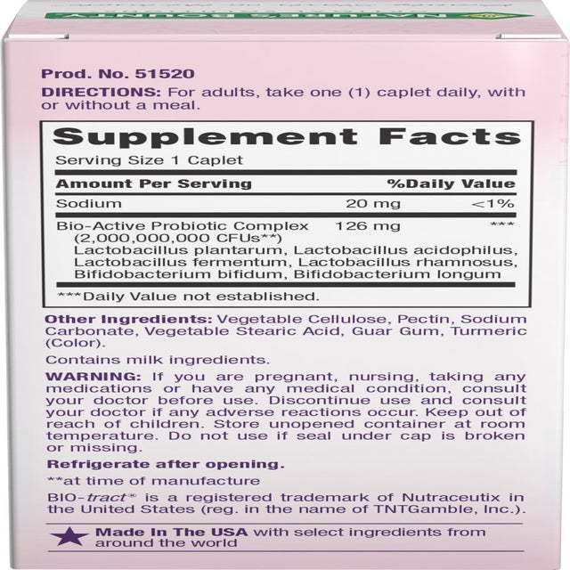 Nature'S Bounty Optimal Solutions Controlled Delivery Probiotic, Dietary Supplement, Supports Digestive and Immune Health, Caplets, 30 Ct