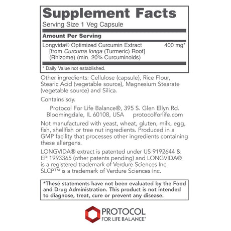 Protocol for Life Balance Cogumin SLCP - Longvida Curcumin 400Mg - 50 Veg Caps