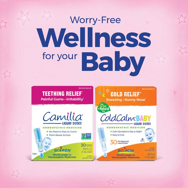 Boiron Camilia Teething Drops for Daytime and Nighttime Relief of Painful or Swollen Gums and Irritability in Babies, Irritability, 30 Single Liquid Doses