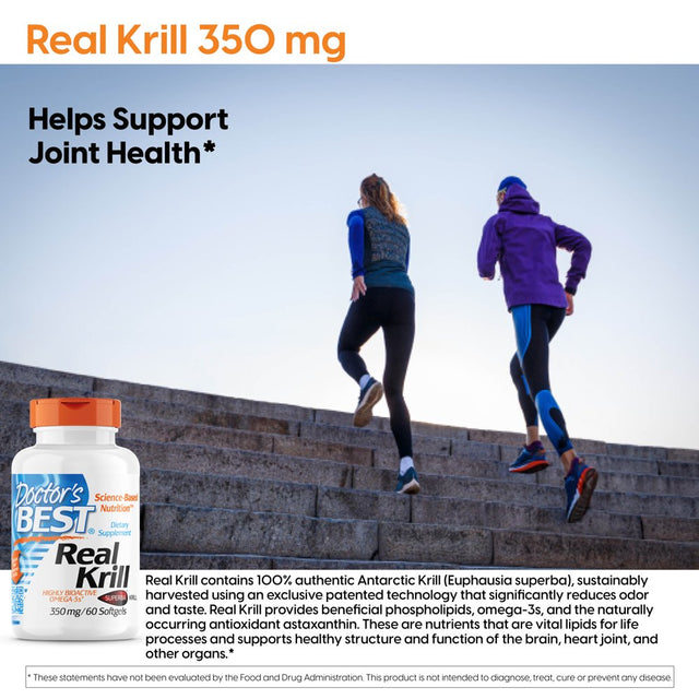 Doctor'S Best Real Krill, Non-Gmo, Gluten Free, Highly Active Omega-3'S, 60 Softgels