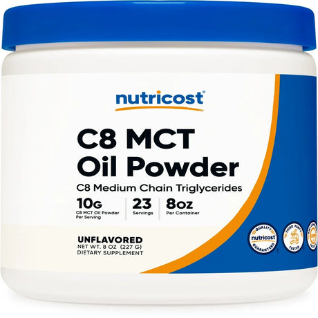 Nutricost C8 MCT Oil Powder .5LB - 95% C8 MCT Oil Powder Supplement