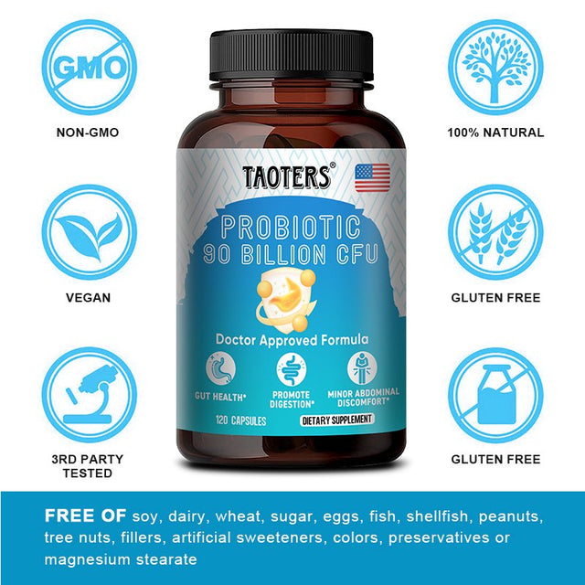 TAOTERS Daily Probiotic Supplement Capsules for Women and Men - Aids Digestion, Immunity, Gut Health