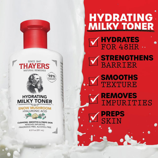 Thayers Milky Hydrating Face Toner with Snow Mushroom and Hyaluronic Acid 8.5 Fl Oz