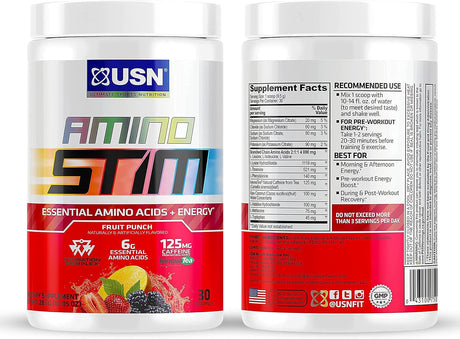 Amino Stim Eaas (Essential Amino Acids) + Energy, 125Mg Caffeine, 6G Essential Amino Acids, Hydration Complex, Muscle Growth Recovery, Fruit Punch, 10.05 Ounce (Pack of 1),30 Serving,F1Ams0002030