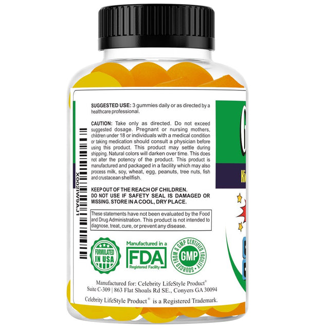 Geniuskidz Brain Focus Supplement Kids Focus and Attention Supplements Brain Booster Vitamins for Kids,Omega 3 Gummies for Kids & Teens- 60Ct