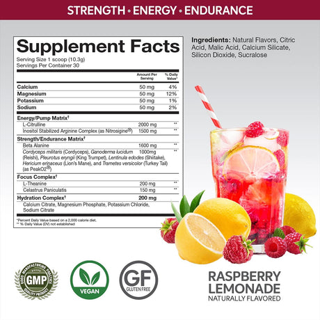 Npower Nutrition-Train Pre-Workout for Women, Raspberry Lemonade, 30 Servings, Stimulant Free, Increase Focus & Muscle Pumps