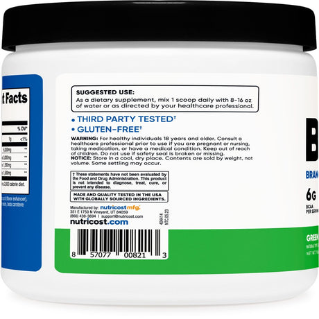 Nutricost BCAA Powder 2:1:1 (Green Apple), 30 Servings - Amino Acid Supplement