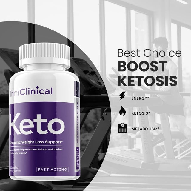 (1 Pack) Trim Clinical Keto - Supplement for Weight Loss - Energy & Focus Boosting Dietary Supplements for Weight Management & Metabolism - Advanced Fat Burn Raspberry Ketones Pills - 60 Capsules