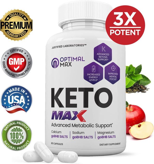 (2 Pack) Optimal Keto Max 1200MG Pills Includes Apple Cider Vinegar Gobhb Strong Exogenous Ketones Advanced Ketogenic Supplement Ketosis Support for Men Women 120 Capsules