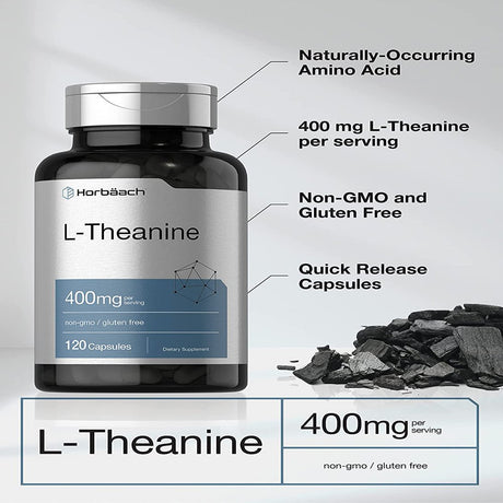 L Theanine 400Mg | 120 Capsules | Non-Gmo & Gluten Free | by Horbaach