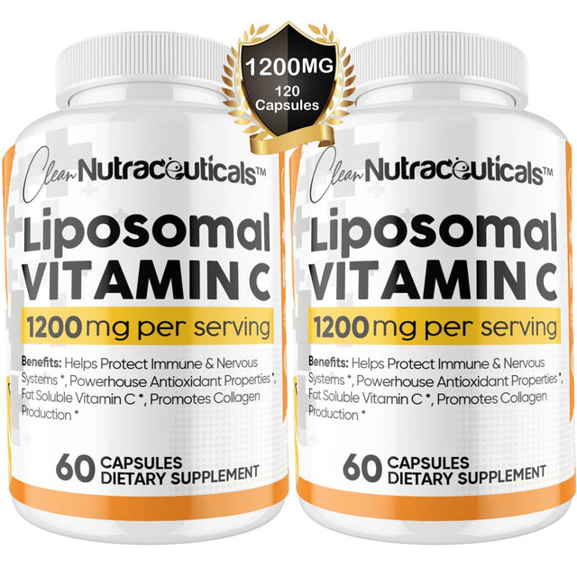 Liposomal Vitamin C Capsules 1200Mg High Absorption VIT C, Immune System & Collagen Booster, Fat Soluble Immunity Support Ascorbic Acid Supplement, 120 Natural Vegan Capsules