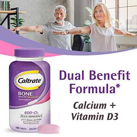 Caltrate 600 plus D3 plus Minerals Calcium and Vitamin D Supplement Tablets, Bone Health and Mineral Supplement for Adults - 165 Count