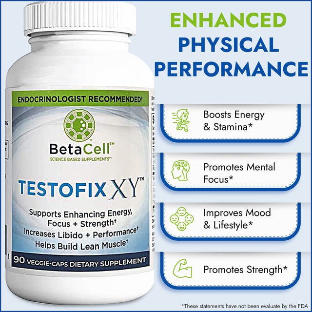 Testofix XY - Endorphin Booster for Men | Muscle Builder, Natural Workout and Energy Supplement | Increases Stamina and Energy | Build Lean Muscle Mass - 90 Veggie Capsules