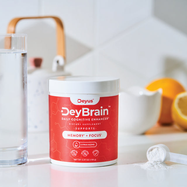 Deybrain by Deyus - Nootropic Brain Booster Supplement | Supports Memory, Focus & Concentration | Keto Friendly | Drink Mix Powder W/ Vitamin B6 | Alpha GPC | Theanine | Bacopa Monnieri | Huperzine A