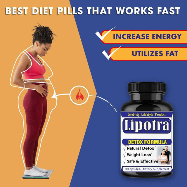 Lipotra Diet Pills Garcinia Cambogia' Weight Loss Support for Women & Men, Fat Blocker Carb Blocker, Appetite Suppressant, Carb Blocker 60 Pills