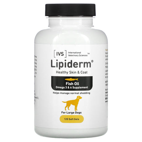 International Veterinary Sciences Lipiderm, Healthy Skin & Coat, for Large Dogs, 120 Soft Gels