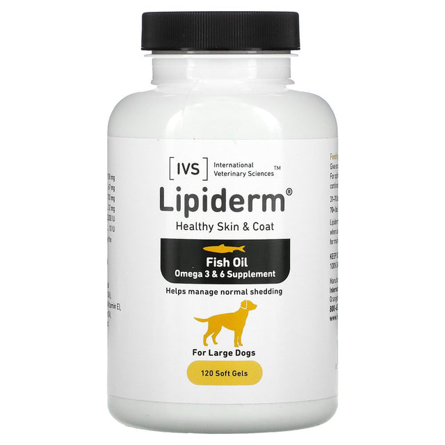 International Veterinary Sciences Lipiderm, Healthy Skin & Coat, for Large Dogs, 120 Soft Gels