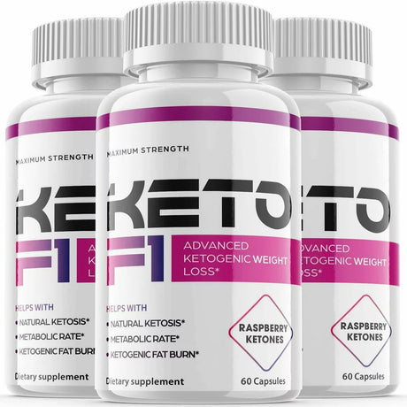 (3 Pack) Keto F1 - Supplement for Weight Loss - Energy & Focus Boosting Dietary Supplements for Weight Management & Metabolism - Advanced Fat Burn Raspberry Ketones Pills - 180 Capsules