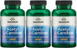 Swanson Acetyl-L-Carnitine - Amino Acid Supplement Promoting Cognitive Health & Muscle Support - Natural Formula May Promote Nervous System Health - (100 Veggie Capsules) 3 Pack