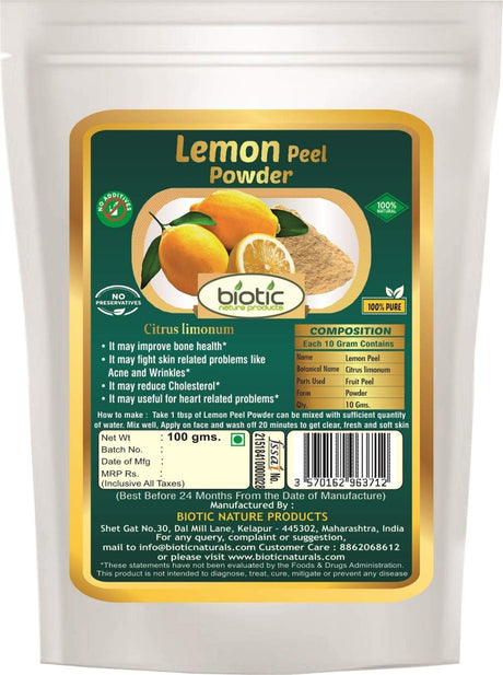 Biotic Lemon Peel Powder and Rose Petal Powder (100G Each) - 200 GMS