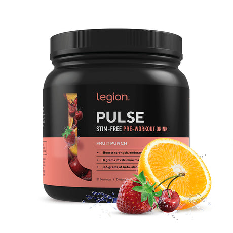 Legion Pulse Pre Workout, Caffeine Free, Fruit Punch, 20 Servings