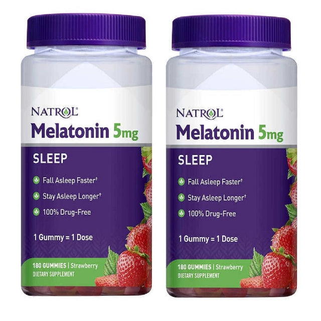 Natrol Melatonin 5 Mg., 180 Gummies Each Bottle. Pack of 2 Bottles.