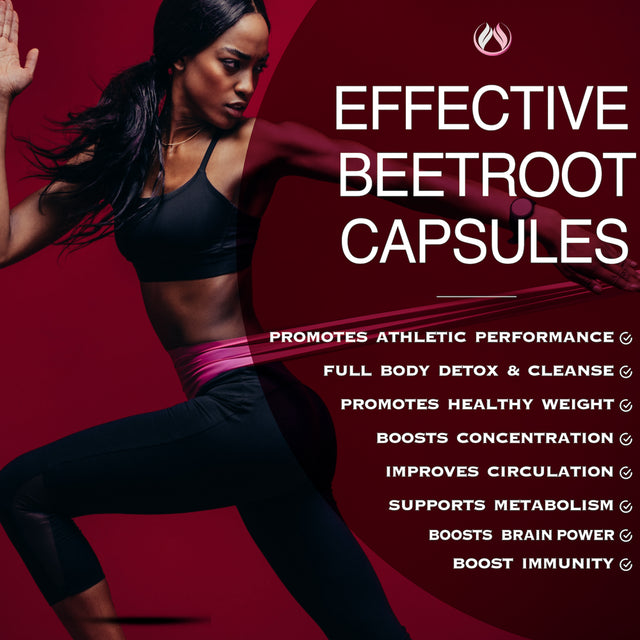 Organic Beet Root Capsules 1300Mg 60 Ct., Natural Nitric Oxide Booster, Beets Nitrate Supplement for Circulation, Heart Health, Energy, Blood Pressure, Athletic Performance Beetroot Flow