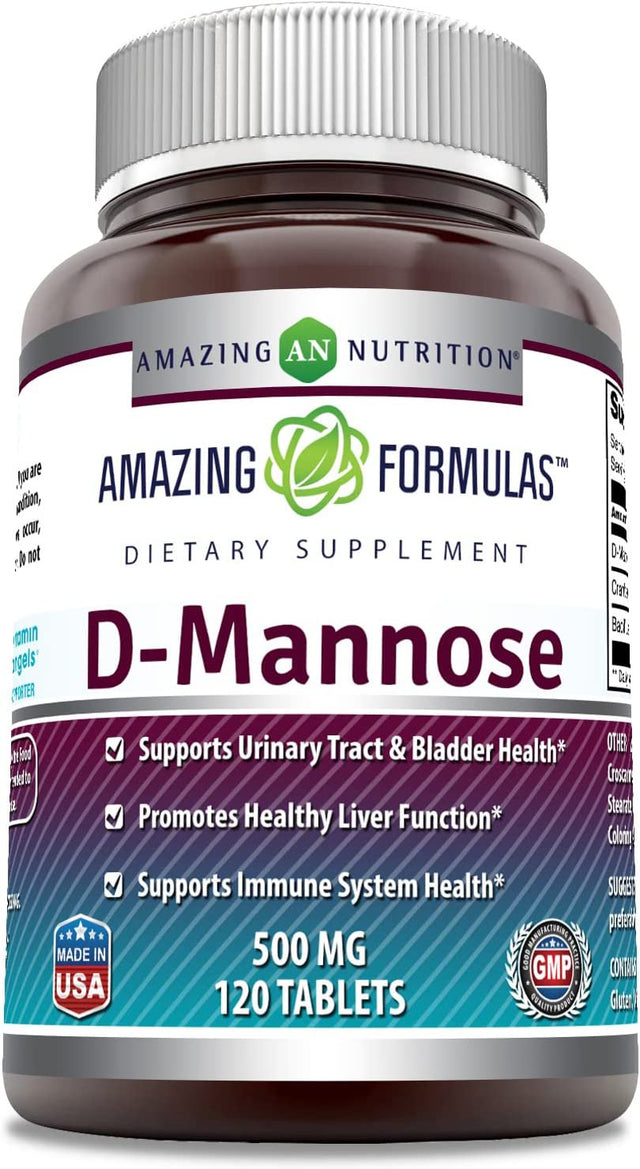 Amazing Formulas D-Mannose 500Mg 120 Tablets Supplement (Non-Gmo)