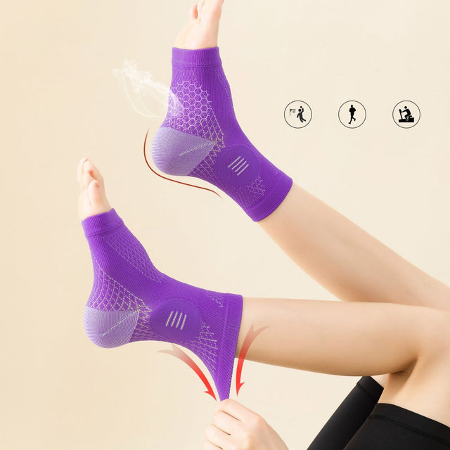 3Pair Compression Socks for Women Ankle Compression Sleeves Braces Arch Support Neuropathy Soothe Socks,Soothesocks for Men Women，Adult-L，Purple