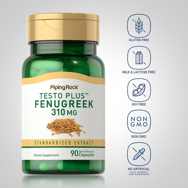 Testoplus Fenugreek Extract 310 Mg | 90 Quick Release Capsules | Non-Gmo, Gluten Free | by Piping Rock