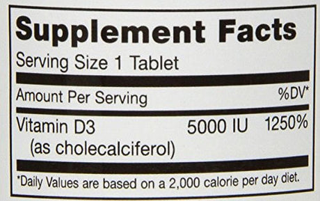 Maxi Health Natural Vitamin D3 - "5000 IU" - Nutrition Supplement , 180 Tablets , Kosher