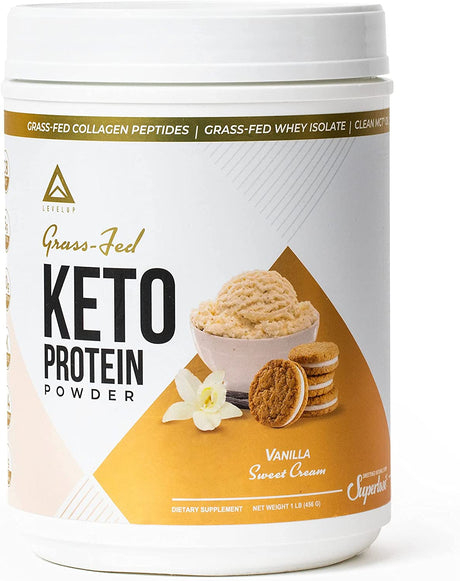 𝗪𝗜𝗡𝗡𝗘𝗥 - 𝗕𝗘𝗦𝗧 𝗞𝗘𝗧𝗢 𝗣𝗥𝗢𝗧𝗘𝗜𝗡 Grass-Fed Collagen Protein Powder, C8 MCT Oil, Whey Protein Isolate, Irish Butter, Ketogenic Protein Shake Supplement (Vanilla Sweet Cream)