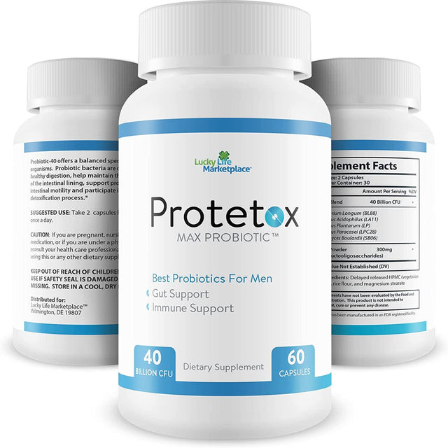 Protetox Max Probiotic - Premium Probiotic Formula - Help Reduce Gut Bloat & Support Digestive Health - Natural Immune Support - Best Probiotics for Men & Women