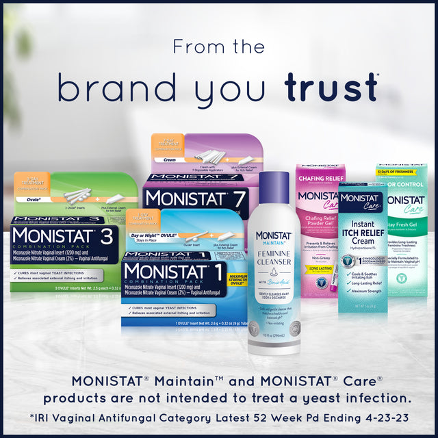 Monistat 3 Day Yeast Infection Treatment, 3 Miconazole Ovule Inserts & External Anti-Itch Cream