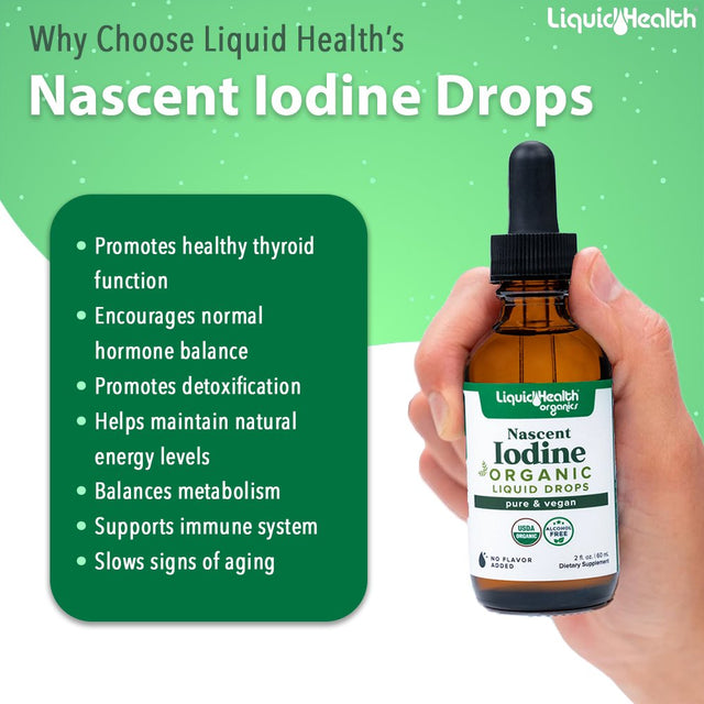 LIQUIDHEALTH Nascent Iodine Drops Thyroid Support & Immune Support Supplement, 2 Fl Oz