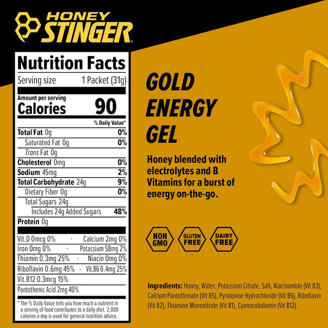 Honey Stinger Energy Gel Variety Pack | 5 Packs Each of Gold and Organic Fruit Smoothie Gluten Free & Caffeine for All Exercises Sports Nutrition Home Gym, Pre Mid Workout