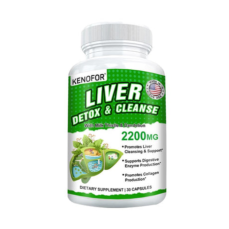 KENOFOR Liver Cleanse Detox & Repair for Liver Detoxification, Digestion and Cleansing - Liver Support Supplement with Milk Thistle, Turmeric, Ginger, Dandelion and More.