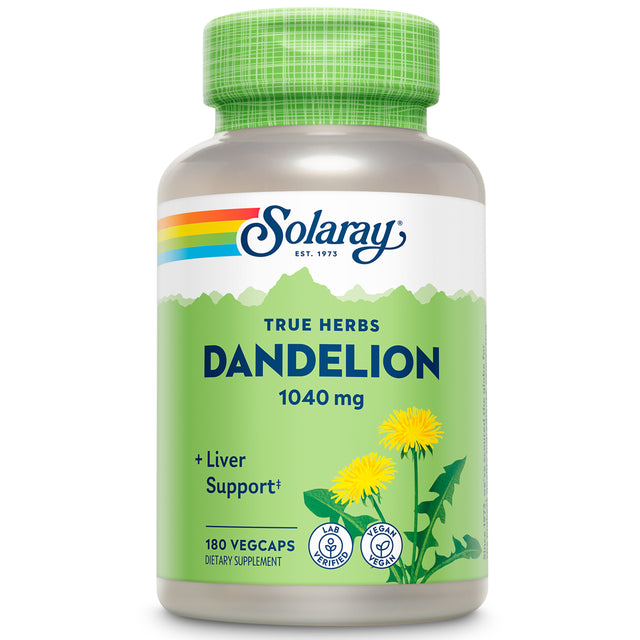 Solaray Dandelion Root 1040Mg | Healthy Liver, Kidney, Digestion & Water Balance Support | Whole Root | Non-Gmo, Vegan & Lab Verified | 180 Vegcaps