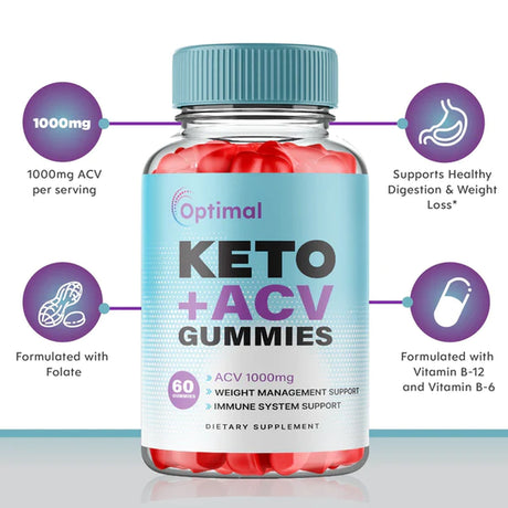 (3 Pack) Optimal Keto + ACV Gummies, Keto ACV Gummies Advanced Weight Loss, Cleanse & Detox, Advanced Fat Burner (180 Ct)