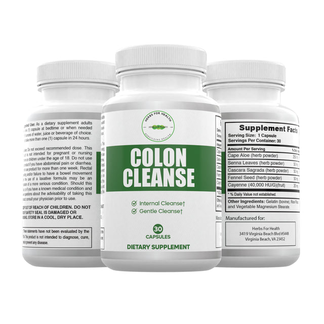 Herbs for Health Colon Cleanse Dietary Supplement 30 Counts