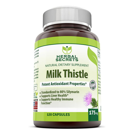 Herbal Secrets Milk Thistle - Standardized 175Mg Seed Extract Capsules with 80% Silymarin 120 Pills per Bottle