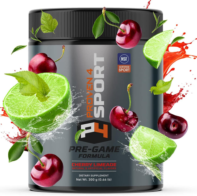 Proven4 Pre Workout Powder for Men and Women with Creatine - Beta Alanine - Caffeine NSF Certified Preworkout Energy Supplement Chery Limeade 30 Servings