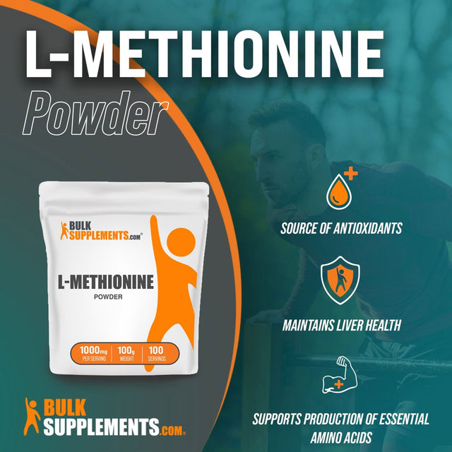 Bulksupplements.Com L-Methionine Powder, 1000Mg - Kidney & Liver Support (100G - 100 Servings)